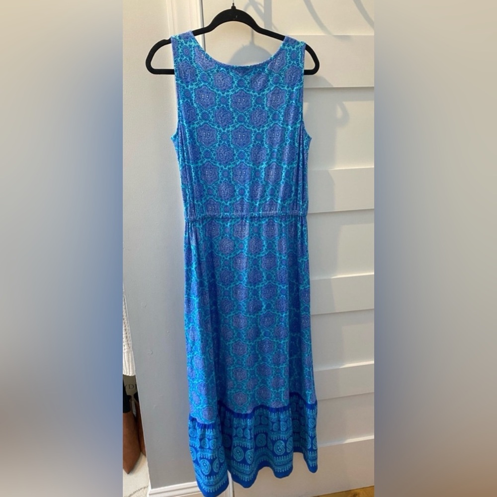 Talbots Vibrant Blue Patterned Maxi Dress - Picture 3 of 6
